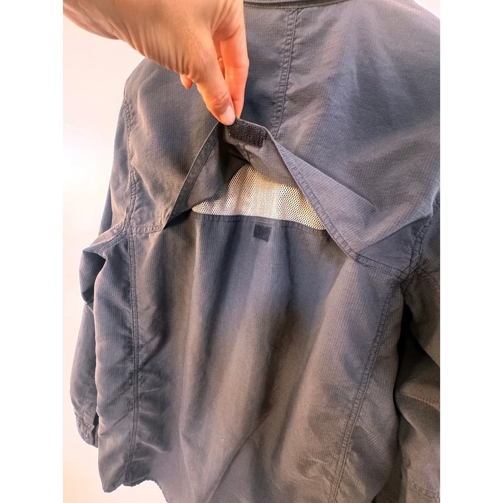 The North Face Mens A5‎ Series Long Sleeve Button Up Shirt Gray Large Venting